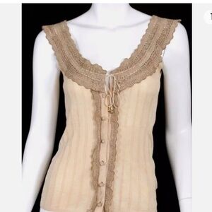 Roberto cavalli laser cut suede top